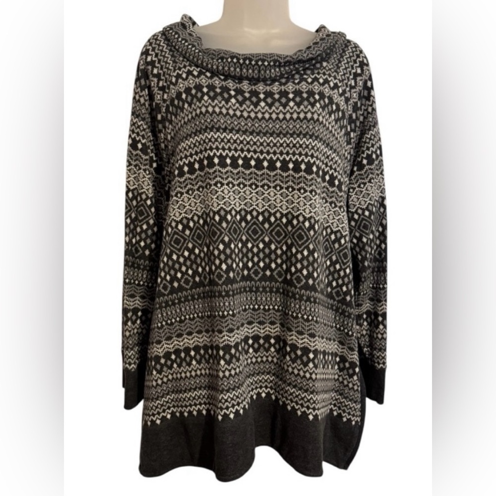 Talbots Shades of Gray Patterned Sweater. Women’s size 2X